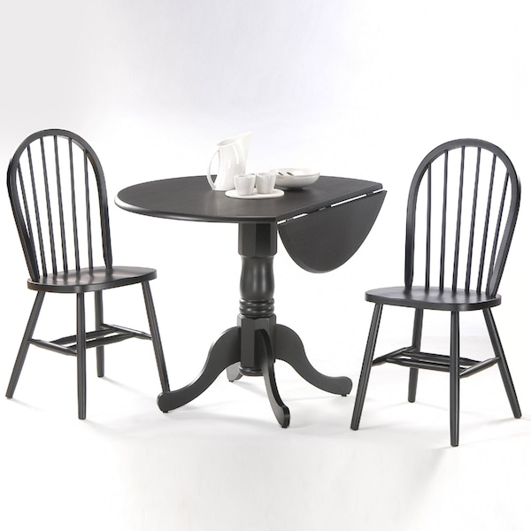 International Concepts 42in Dual Drop Leaf Dining Table with 2 Windsor Chairs - K46-42DP-C212-2