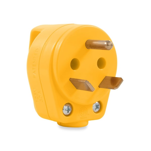 Camco 30AMP POWERGRIP MINI REPLACEMENT MALE PLUG 125V/3750W, CCSAUS - 55283