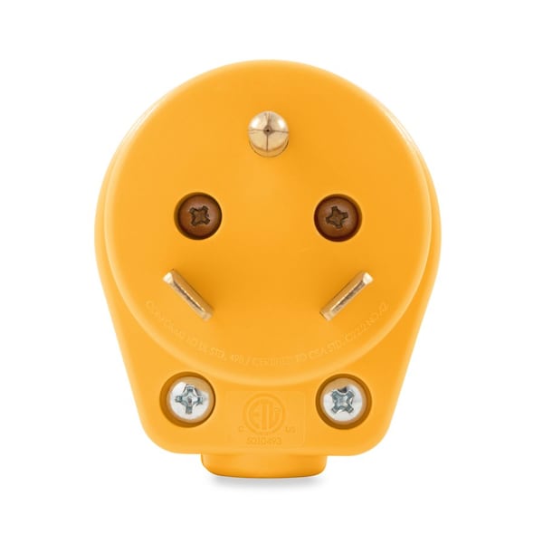 Camco 30AMP POWERGRIP MINI REPLACEMENT MALE PLUG 125V/3750W, CCSAUS - 55283