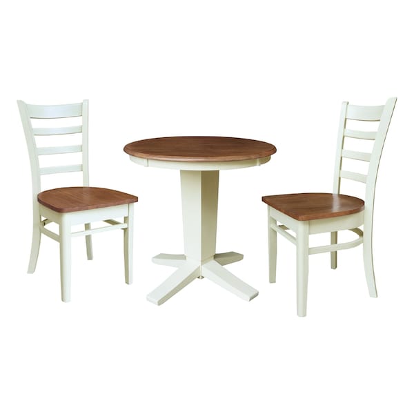 Whitewood Industries Rectangular Fixed Top Table W/ 2 Chairs, 30 in W, 29.9 in L, 30 in H, Parawood, Hickory/Shell - K79-30RT-23B-C617-2