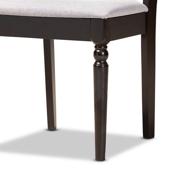 Baxton Studio Sadie Grey Upholstered and Dark Brown Finished Wood 5-Piece Dining Set - 172-9730-10892