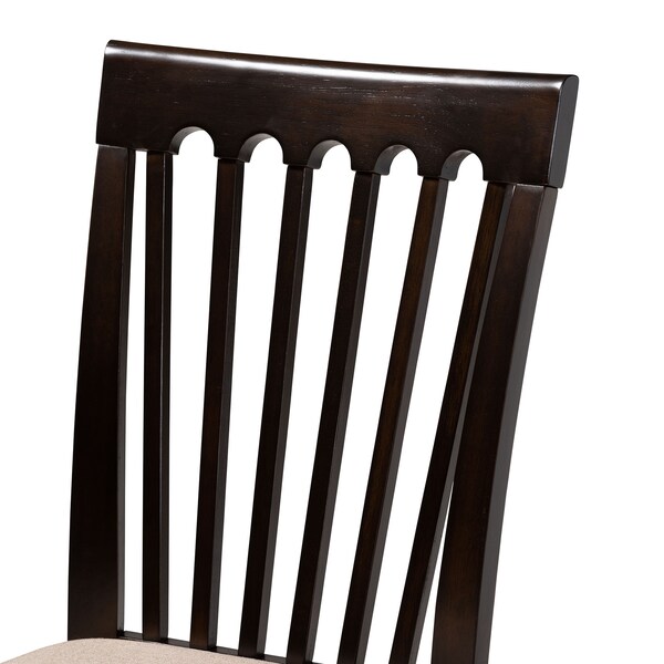 Baxton Studio Minette Sand Upholstered and Brown Finished Wood 6-Piece Dining Set - 170-9397-10916-10519