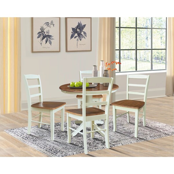 Whitewood Industries Rectangular Extension Dining Table W/ 4 Chairs, 36 in W, 30.1 in L, 48 in H, Parawood, 5 - K79-36RXT-27B-C2-4