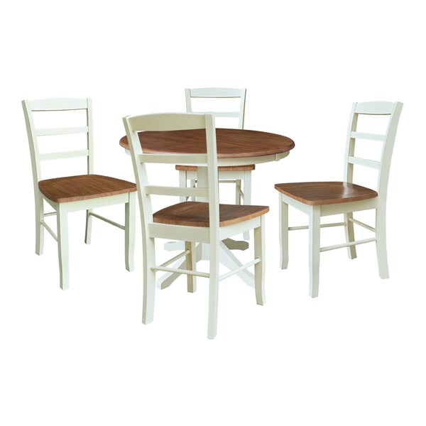 Whitewood Industries Rectangular Extension Dining Table W/ 4 Chairs, 36 in W, 30.1 in L, 48 in H, Parawood, 5 - K79-36RXT-27B-C2-4
