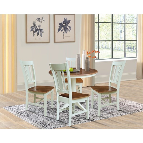 Whitewood Industries Rectangular Extension Dining Table W/ 4 Chairs, 36 in W, 30.1 in L, 48 in H, Parawood, 5 - K79-36RXT-27B-C10-4