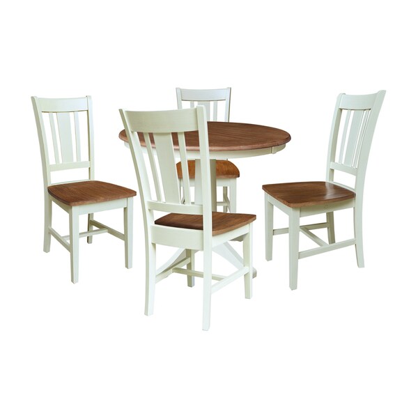 Whitewood Industries Rectangular Extension Dining Table W/ 4 Chairs, 36 in W, 30.1 in L, 48 in H, Parawood, 5 - K79-36RXT-27B-C10-4