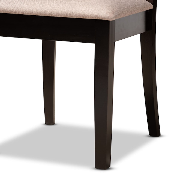 Baxton Studio Maisie Sand Upholstered and Dark Brown Wood 5-Piece Dining Set - 169-9397-10896