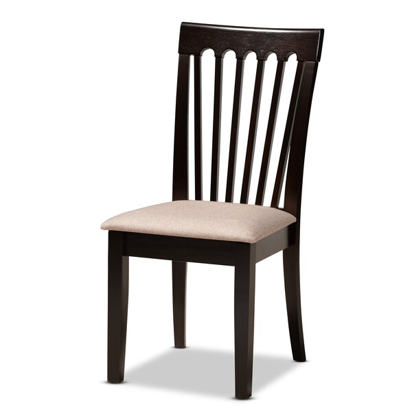 Baxton Studio Maisie Sand Upholstered and Dark Brown Wood 5-Piece Dining Set - 169-9397-10896