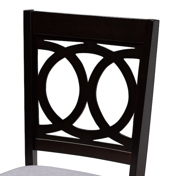 Baxton Studio Sanne Grey Upholstered and Dark Brown Finished Wood 5-Piece Dining Set - 172-9400-10892