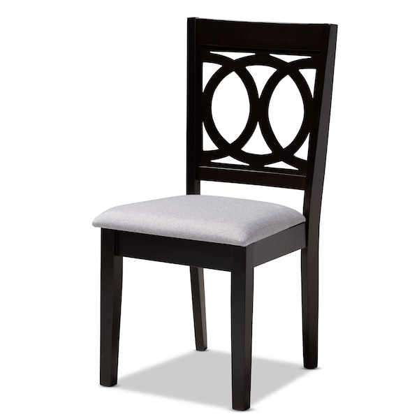 Baxton Studio Sanne Grey Upholstered and Dark Brown Finished Wood 5-Piece Dining Set - 172-9400-10892