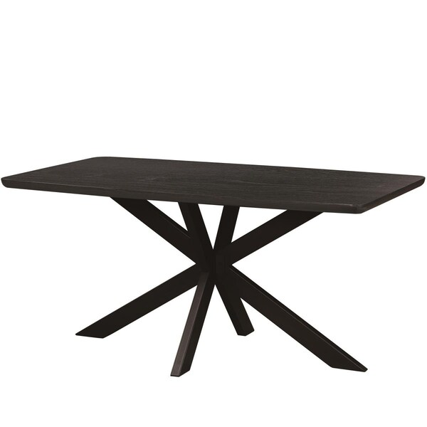 Kd Americana 30 x 63 x 35.44 in. Ravenna Rectangular Wood Dining Table with Modern Metal Base, Ebony - KD2439681