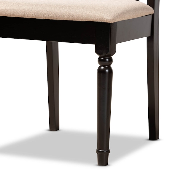 Baxton Studio Heidi Sand Upholstered and Dark Brown Finished Wood 5-Piece Dining Set - 172-9733-10896