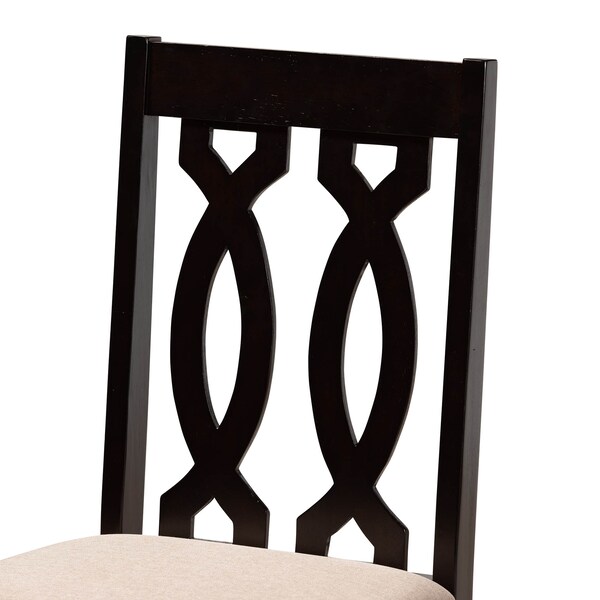 Baxton Studio Heidi Sand Upholstered and Dark Brown Finished Wood 5-Piece Dining Set - 172-9733-10896