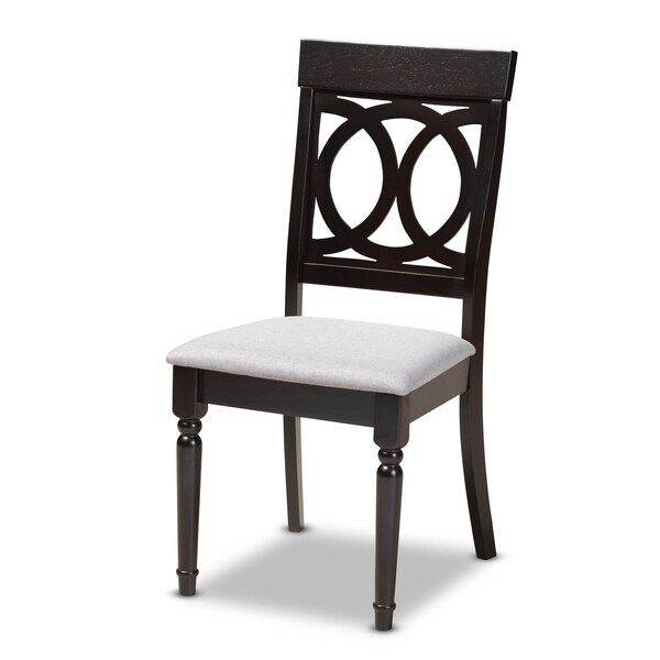 Baxton Studio Lucie Grey Upholstered Espresso Finished 5-Piece Wood Dining Set - 157-9732-8026