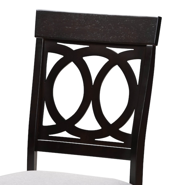 Baxton Studio Lucie Grey Upholstered Espresso Finished 5-Piece Wood Dining Set - 157-9732-8026