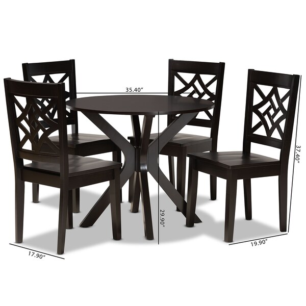 Baxton Studio Miela Modern and Contemporary Dark Brown Finished Wood 5-Piece Dining Set - 179-11385-10892-ZORO