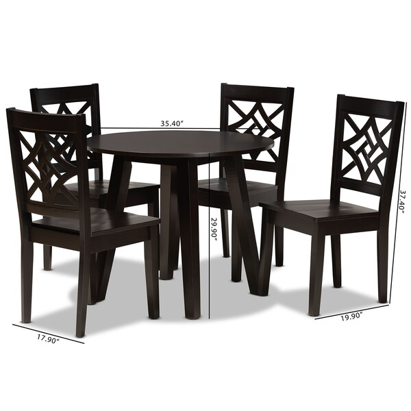 Baxton Studio Rava Modern and Contemporary Dark Brown Finished Wood 5-Piece Dining Set - 179-11385-10896-ZORO