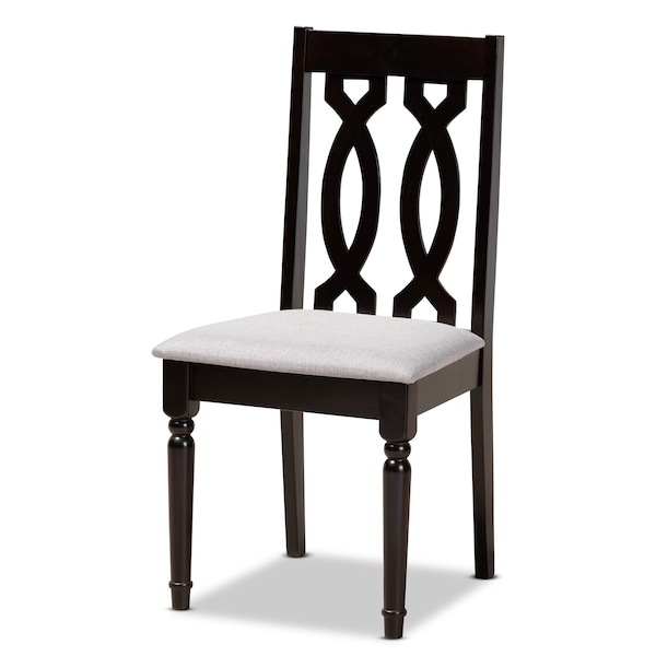 Baxton Studio Callie Grey Upholstered and Brown Finished Wood 5-Piece Dining Set - 170-9734-10892