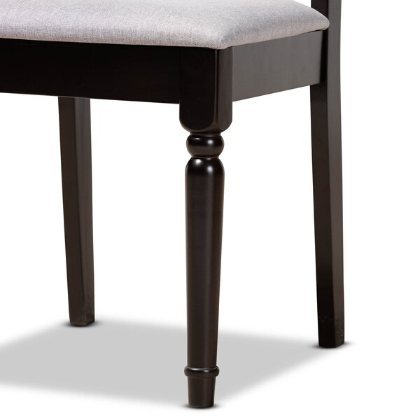 Baxton Studio Callie Grey Upholstered and Brown Finished Wood 5-Piece Dining Set - 170-9734-10892