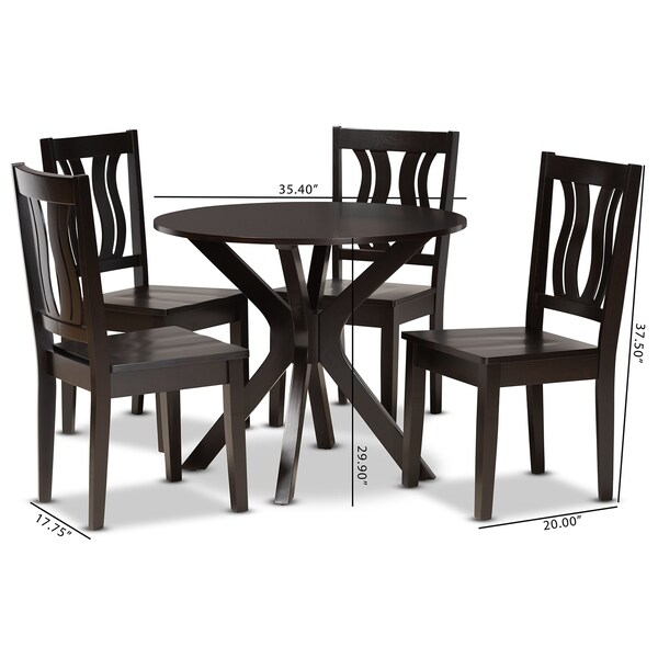 Baxton Studio Mare Modern and Contemporary Transitional Dark Brown Finished Wood 5-Piece Dining Set - 177-11377-10892-ZORO