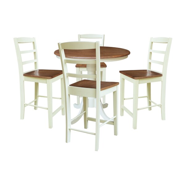 Whitewood Industries Rectangular Fixed Top Table W/ 4 Counter Height Stools, 36 in W, 35.1 in L, 36 in H, Parawood, 5 - K79-36RT-6B-S402-4