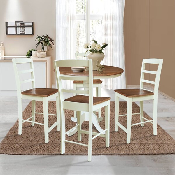 Whitewood Industries Rectangular Fixed Top Table W/ 4 Counter Height Stools, 36 in W, 35.1 in L, 36 in H, Parawood, 5 - K79-36RT-6B-S402-4