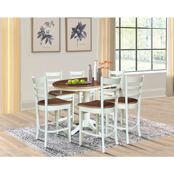 Whitewood Industries Rectangular Extension Dining Table W/ 6 Counter Height Stools, 36 in W, 30.1 in L, 48 in H, 5 - K79-36RXT-27-S6172-6