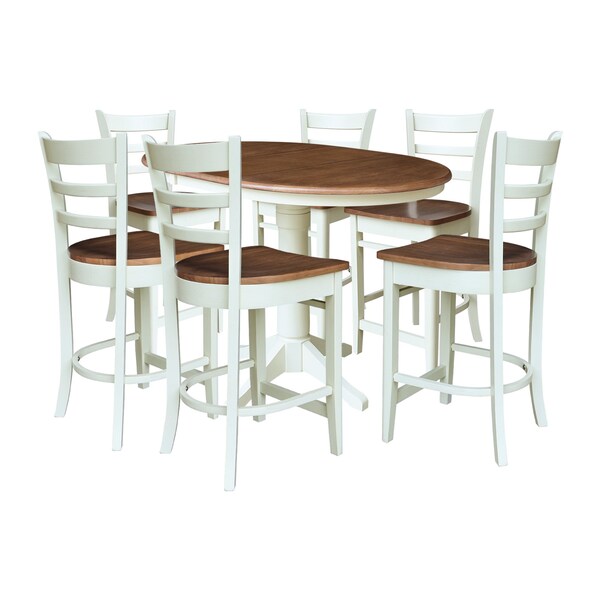 Whitewood Industries Rectangular Extension Dining Table W/ 6 Counter Height Stools, 36 in W, 30.1 in L, 48 in H, 5 - K79-36RXT-27-S6172-6
