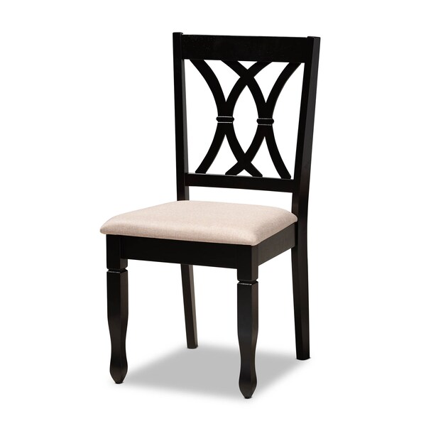 Baxton Studio Reneau Sand Upholstered Espresso Wood 7-Piece Dining Set - 162-10527-10519