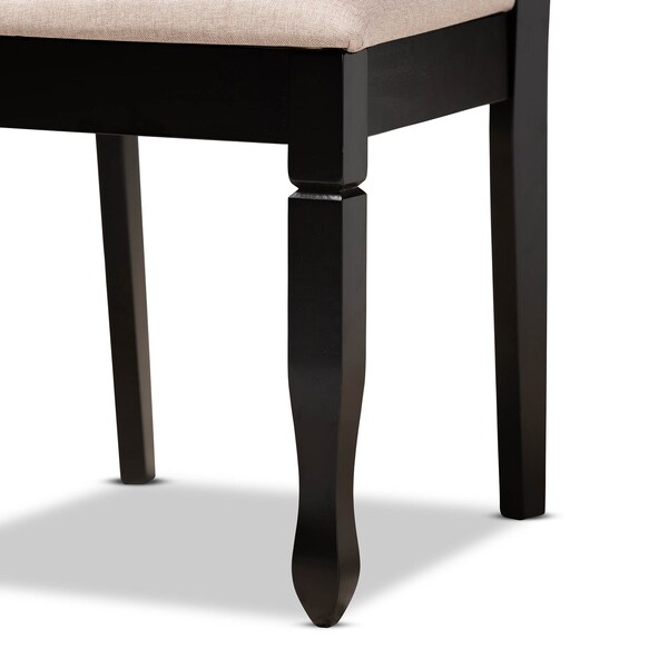 Baxton Studio Reneau Sand Upholstered Espresso Wood 7-Piece Dining Set - 162-10527-10519