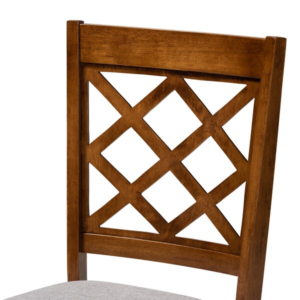 Baxton Studio Jana Grey Upholstered and Walnut Wood 5-Piece Dining Set - 168-9874-10891