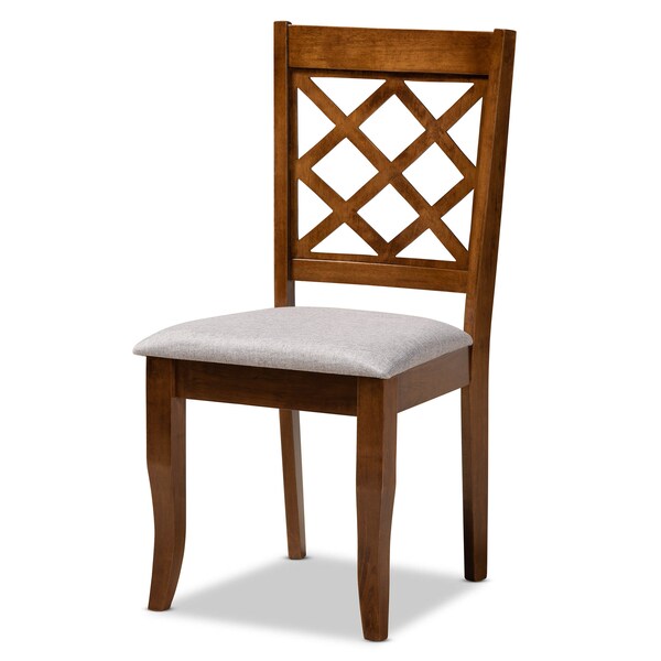 Baxton Studio Jana Grey Upholstered and Walnut Wood 5-Piece Dining Set - 168-9874-10891