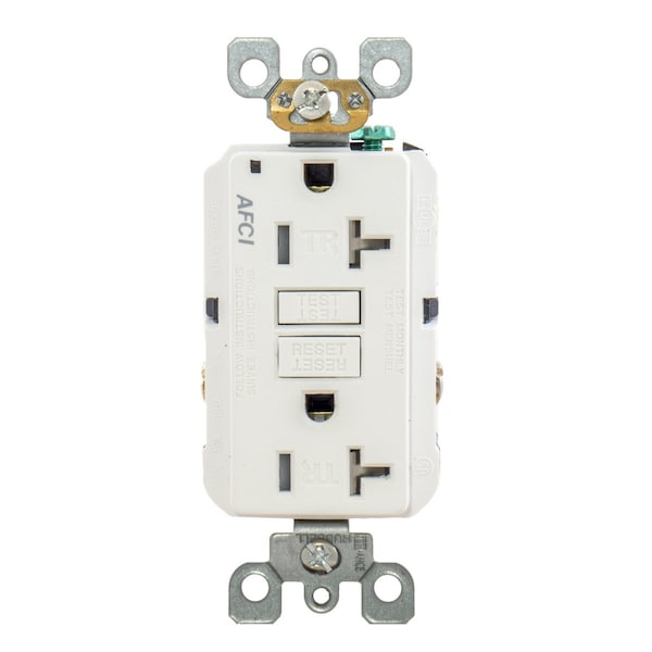 Hubbell Receptacle, 20 A Amps, 125V AC, Flush Mount, Standard Duplex Outlet, 5-20R, White - AFR20TRW