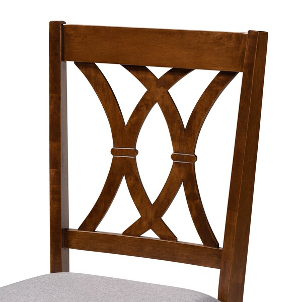Baxton Studio Maya Grey Upholstered and Walnut Wood 5-Piece Dining Set - 173-9882-10891