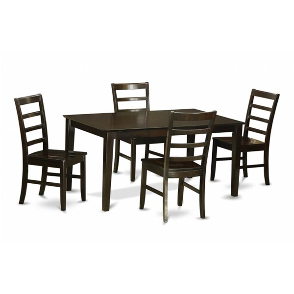 East West Furniture 5 Piece Dining Room Table Set-Glass Top Dining Table and 4 Dining Room Chairs - CAPF5-CAP-W