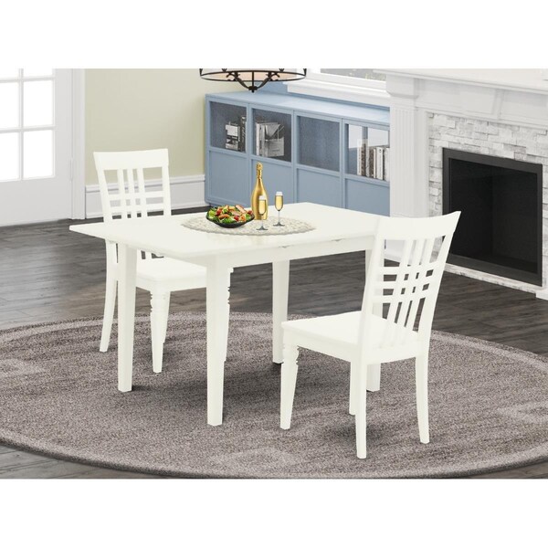 East West Furniture 3 Piece Norfolk Kitchen Dining Table Set - Linen White - NOLG3-LWH-W