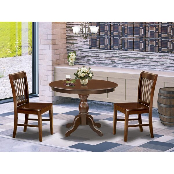 East West Furniture 3 Piece Hartland Modern Dining Table Set - Mahogany - HBNF3-MAH-W