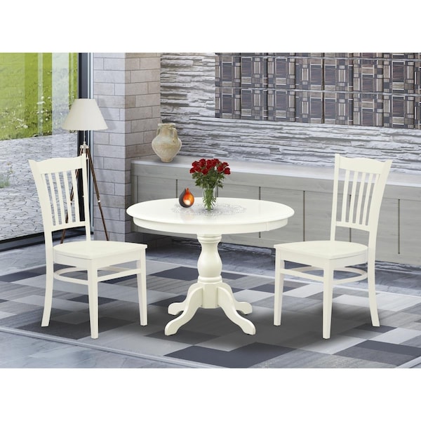 East West Furniture 3 Piece Hartland Dining Table Set - Linen White - HBGR3-LWH-W