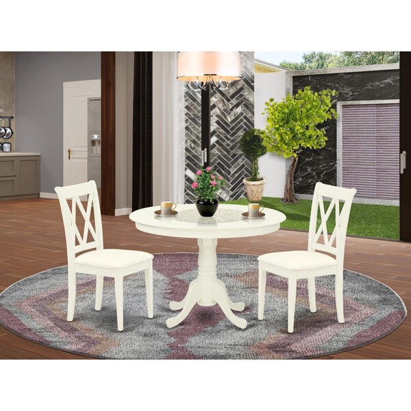 East West Furniture 3 Piece Hartland Dinette Set - Linen White - HLCL3-LWH-C