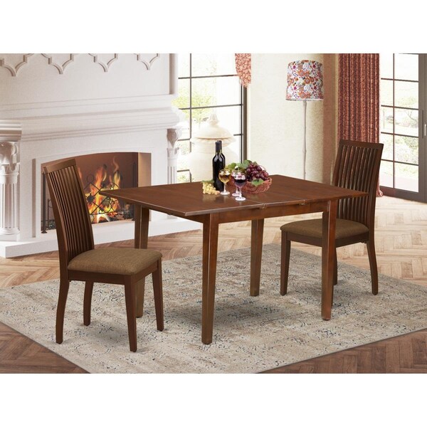 East West Furniture 3 Piece Picasso Dinette Set - Mahogany - PSIP3-MAH-C
