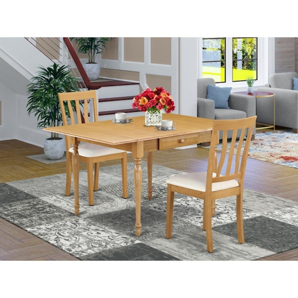 East West Furniture 3 Piece Monza Dining Table Set - Oak - MZAN3-OAK-LC