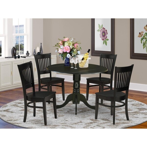East West Furniture 5 Piece Dublin Dinette Set - Black - DLVA5-BLK-W