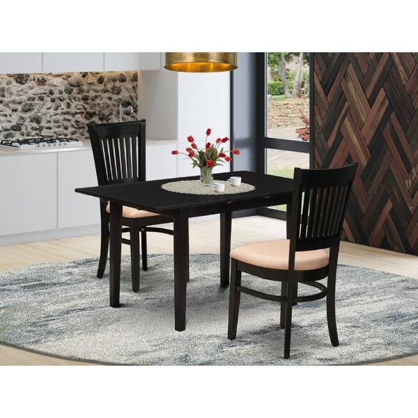 East West Furniture 3 Piece Norden Modern Dining Table Set - Black - NFVA3-BLK-C