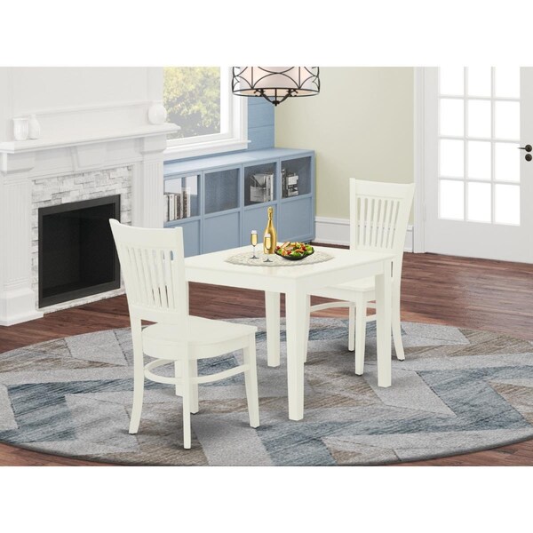 East West Furniture 3 Piece Oxford Wood Dining Table Set - Linen White - OXVA3-LWH-W