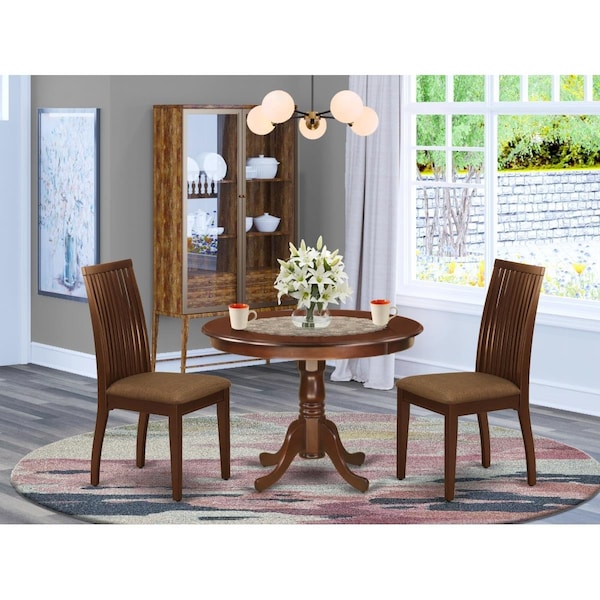 East West Furniture 3 Piece Hartland Dinette Set - Mahogany - HLIP3-MAH-C