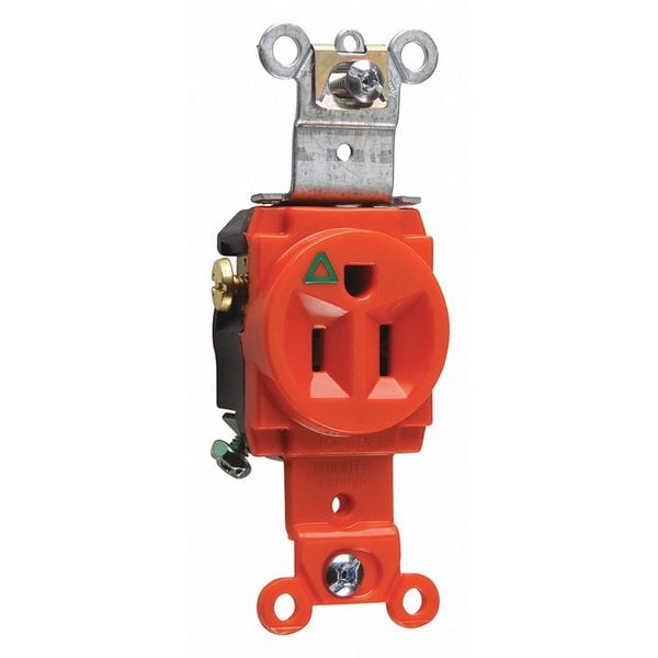 Legrand Receptacle, 15 A Amps, 125V AC, Flush Mount, Single Outlet, 5-15R, Orange - IG5261