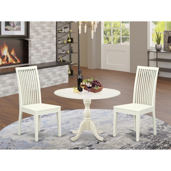 East West Furniture 3 Piece Dublin Dinette Set - Linen White - DMIP3-LWH-W