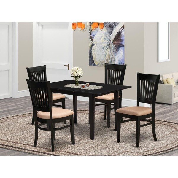 East West Furniture 5 Piece Norfolk Kitchen Furniture Set - Black - NOVA5-BLK-C