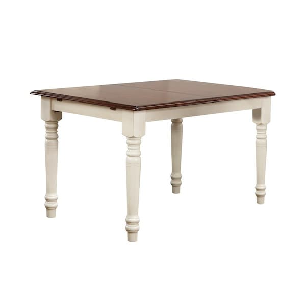 Fine-Line 60 in. Andrews Butterfly Dining Table with Chestnut Top Antique White - FI2493696