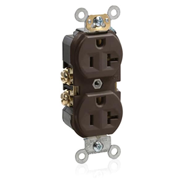 Leviton Receptacle, 20 A Amps, 125VAC, Duplex Outlet, 5-20R, Brown - BR20